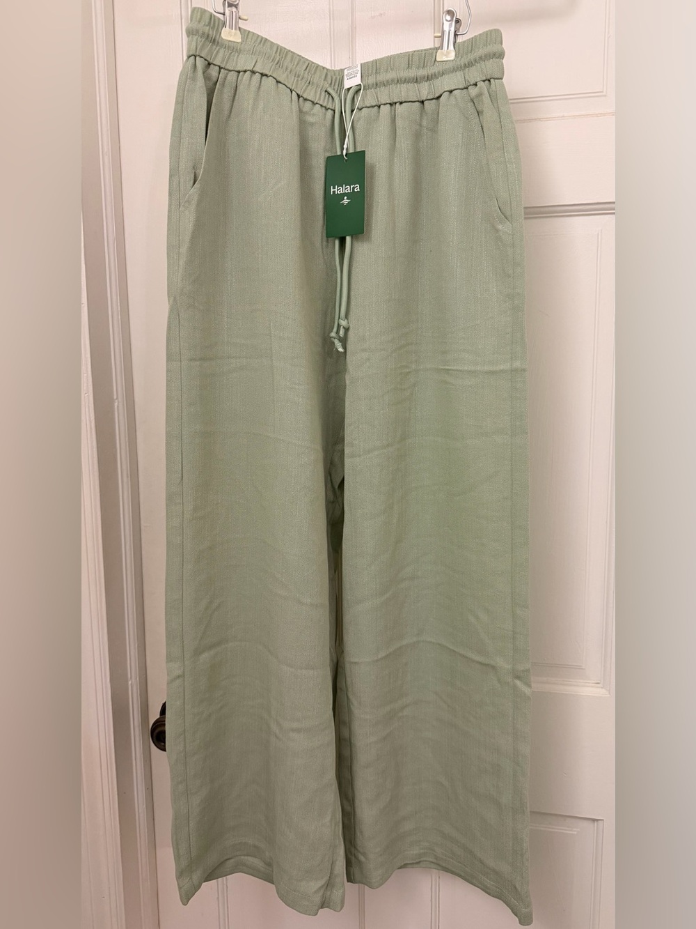 Halara High Waisted Drawstring Pocket Wide C
Leg Baggy Casual Linen-Feel Pants
